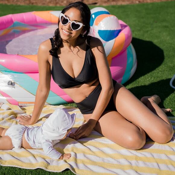 NWT KINDRED BRAVELY Crossover Maternity & Nursing Bikini Top Black Size Large‎ - Picture 2 of 16